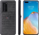 Voor Huawei P40 Pro Fierre Shann Crocodile Texture PU lederen beschermhoes met kaartsleuf (grijs)