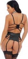 Main Stitch Bustier Quilted Lingerie Set - Black