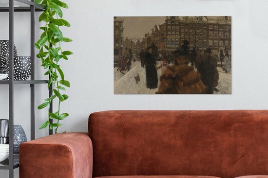 Le Pont Singel à la Paleisstraat à Amsterdam - Peinture de George Hendrik Breitner Toile 90x60 cm - Tirage photo sur toile (Décoration murale salon / chambre)