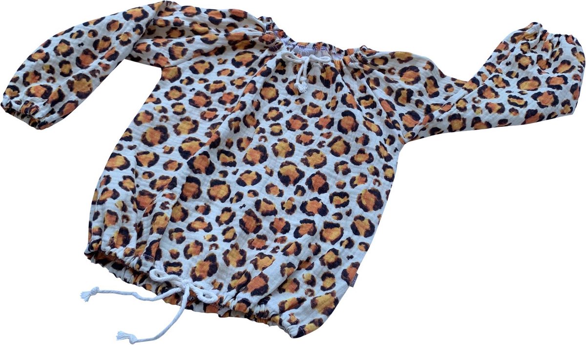 tinymoon Meisjes Blouse Soft Nature Leopard – model Balloon – Papaya – Maat 98/104