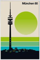 JUNIQE - Poster met kunststof lijst Vintage München 80 -13x18 /Groen &