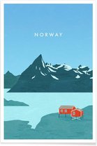 JUNIQE - Poster Retro Noorwegen -20x30 /Blauw & Turkoois