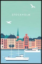 JUNIQE - Poster in kunststof lijst Stockholm - retro -20x30 /Kleurrijk