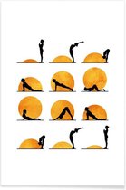 JUNIQE - Poster Yoga Sun -20x30 /Geel & Oranje