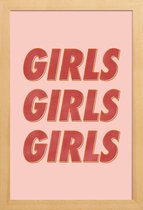 JUNIQE - Poster in houten lijst Girls Red -30x45 /Oranje & Rood