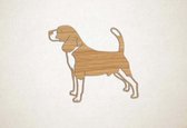 Wanddecoratie - Hond - Beagle 2 - S - 45x52cm - Eiken - muurdecoratie - Line Art