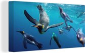 Canvas Schilderij Pinguïns onder water - 40x20 cm - Wanddecoratie