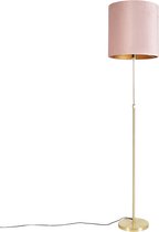 QAZQA parte fl - Landelijke Vloerlamp | Staande Lamp met kap - 1 lichts - H 1865 mm - Roze - Woonkamer | Slaapkamer | Keuken