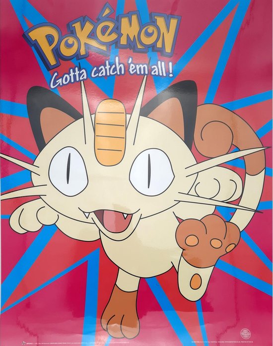 Poster Pokemon Meowth - (50x40 cm) - Plastifié (Version 1)