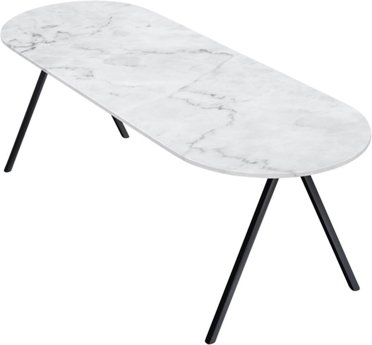 Marmeren Eettafel Half Ovaal Carrara Wit (Vpoot) 220 x 90 cm