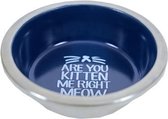 Voerbak kat rvs / melamine blauw tekst - 11 cm - 1 stuks