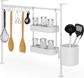 Umbra Telescopische keuken organizer - Met ophanghaken, kookgereihouder & kruidenhouder - Ophangen zonder boren, Verstelbaar