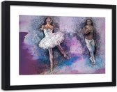 Foto in frame , Ballet van man en vrouw ,120x80cm , multikleur , wanddecoratie