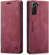 AutSpace - Samsung Galaxy S21 Plus hoesje - Wallet Book Case - Magneetsluiting - met RFID bescherming - Rood