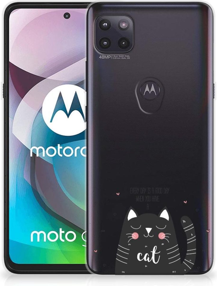 Motorola Moto G 5G Telefoonhoesje met Naam Cat Good Day