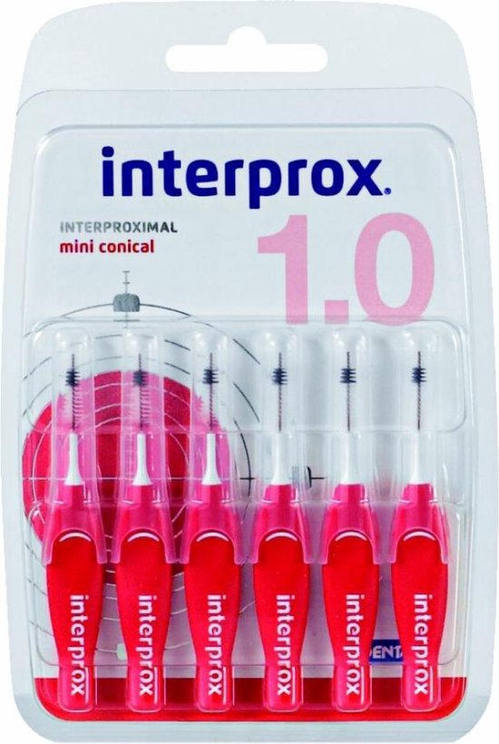 Interprox Ragers Mini Conical 1.0 Rood Blister à 6 ragers