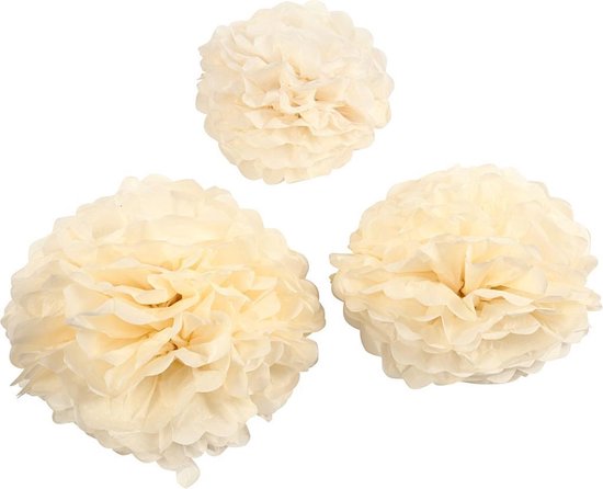 Vegaoo - Crèmekleurige pompon hangdecoratie