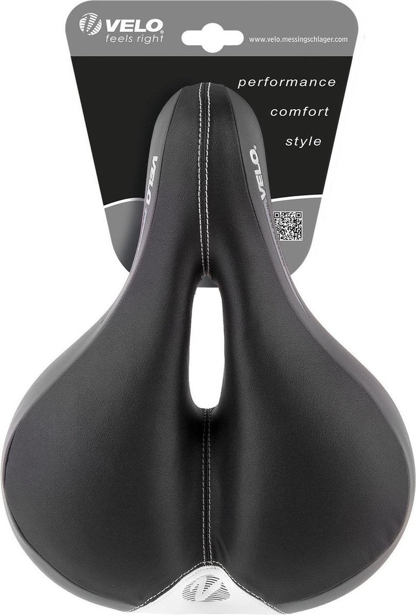Velo Zadel met drukverlichting en schokabsorptie - 270x211 mm - Zwart