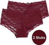 INSUA Dames Slips Kant Hipster - 2-Pack - Bordeaux - Maat M