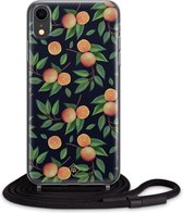 iPhone XR hoesje met koord - Fruit / Sinaasappel | Apple iPhone XR crossbody case | Zwart, Transparant | Geen opdruk