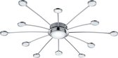 LED Plafondlamp - Nitron Bodrina - 24W + 6W - 13-lichts - Aanpasbare Kleur - Dimbaar - Afstandsbediening - Rond - Mat Chroom - Aluminium