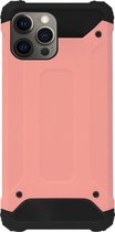 WLONS Rubber Kunststof Bumper Case Hoesje Geschikt Voor iPhone 12 (Pro) - Goud Rose