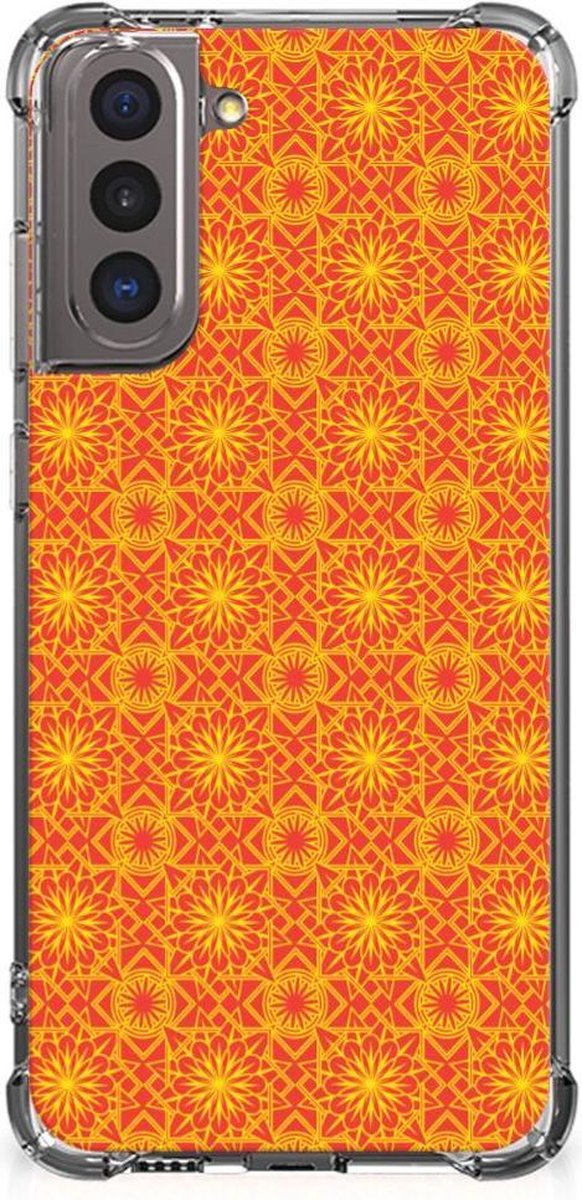 Samsung Galaxy S21 Doorzichtige Silicone Hoesje Batik Oranje