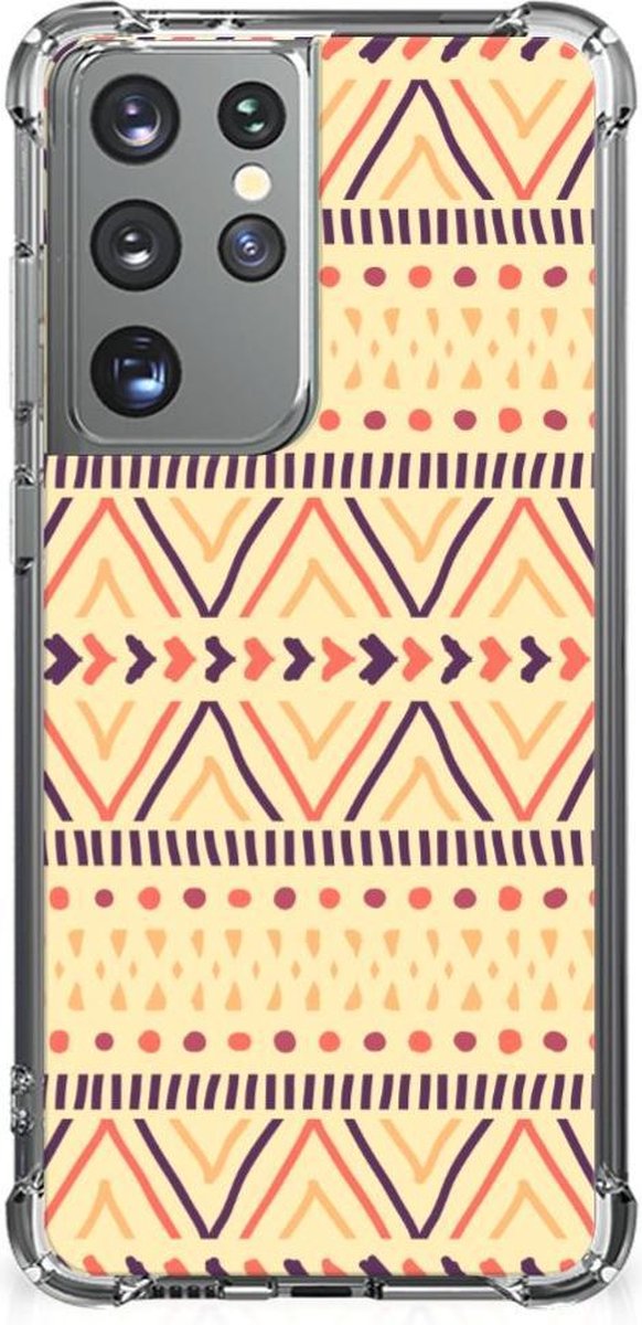 Samsung Galaxy S21 Ultra Doorzichtige Silicone Hoesje Aztec Yellow