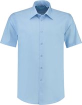 L&S Shirt poplin mix met korte mouwen voor heren light blue - XXL