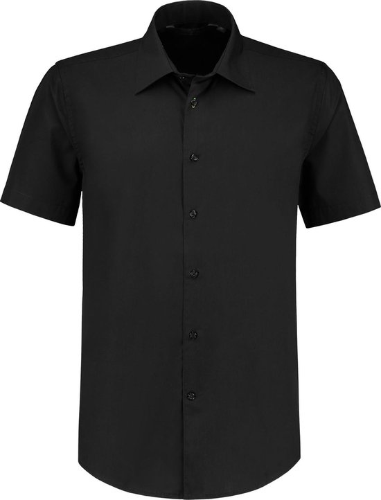 L&S Shirt poplin mix met korte mouwen voor heren zwart - XXXL
