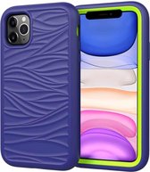 Voor iPhone 11 Pro Wave Pattern 3 in 1 siliconen + pc schokbestendige beschermhoes (marine + olivijn)