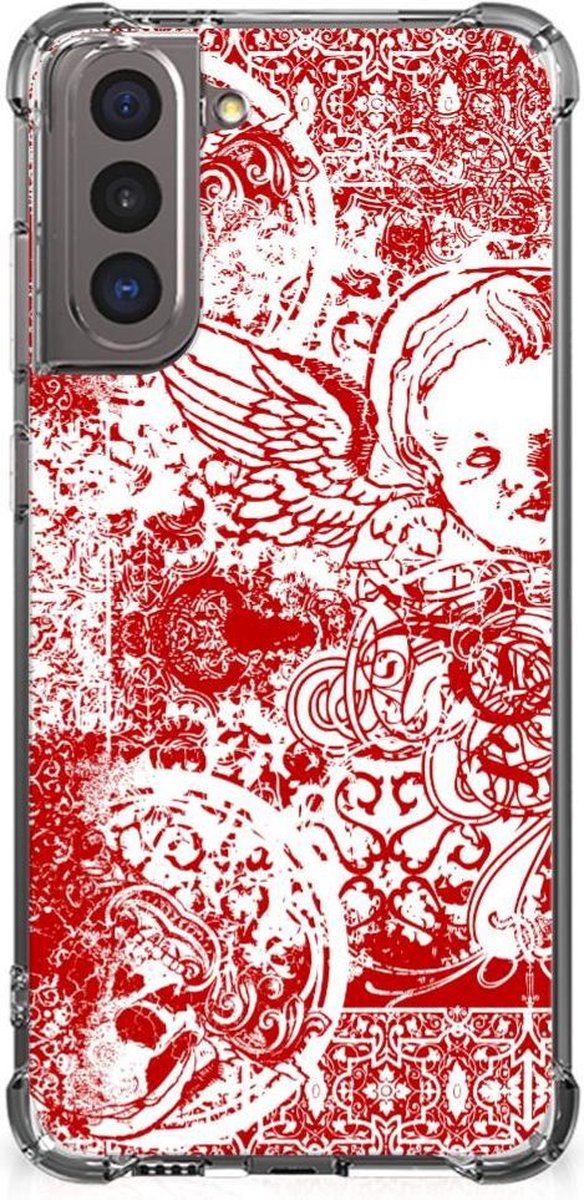 Extreme Case Samsung Galaxy S21 Angel Skull Rood