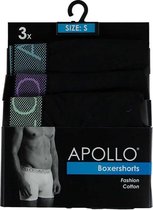 Apollo Boxershort Heren Katoen Zwart 3 Stuks Mt Xl