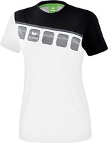 Erima Teamline 5-C T-Shirt Dames Wit-Zwart-Donkergrijs Maat 36