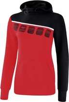 Erima Teamline 5-C Sweatshirt met Capuchon Dames Rood-Zwart-Wit Maat 38