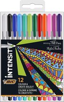 BIC Intensity Medium Creatieve Viltstift - Verschillende Kleuren - Pak van 12 Stuks - Medium Punt 0.7 mm