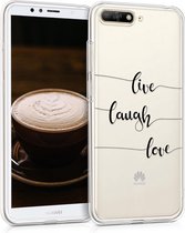 kwmobile telefoonhoesje voor Huawei Y6 (2018) - Hoesje voor smartphone in zwart / transparant - Live Laugh Love design