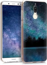 kwmobile telefoonhoesje voor Huawei Mate 10 Lite - Hoesje voor smartphone in blauw / zwart - Melkweg met Meer en Bos design