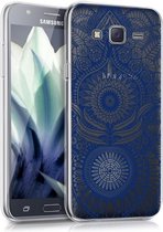 kwmobile telefoonhoesje voor Samsung Galaxy J5 (2015) - Hoesje voor smartphone in blauw / transparant - Ori�nt design