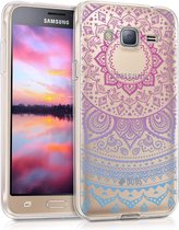 kwmobile telefoonhoesje voor Samsung Galaxy J3 (2016) DUOS - Hoesje voor smartphone in blauw / roze / transparant - Indian Sun design