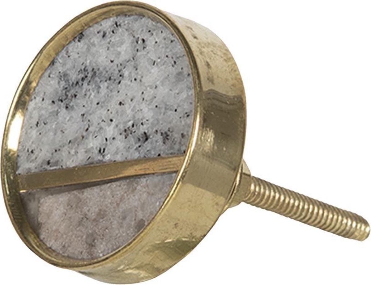 Clayre & Eef Deurknop Ø 4 cm Grijs Steen Rond Meubelknop Kastknop