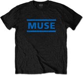 Muse Heren Tshirt -S- Dark Blue Logo Zwart