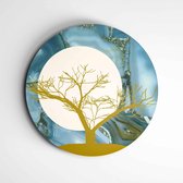 Muurcirkel Marmer looks | Marmer Tree | Blue and gold - 40x40cm, Dibond