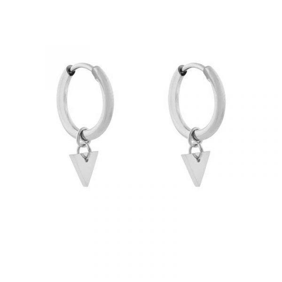 Essentialistics - Oorbellen minimalistisch driehoek klein - Zilver - Stainless steel (verkleurt niet) - Kliksluiting