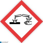 Simbol - Sticker GHS05 Corrosief - Corrosive - Duurzame Kwaliteit - Formaat 25 x 25 cm.