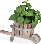Relaxdays plantenbak kruiwagen - tuindecoratie - houten bloembak - bloempot hout - shabby