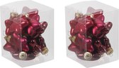 24x Sterretjes kersthangers/kerstballen rood/donkerrood van glas - 4 cm - mat/glans - Kerstboomversiering