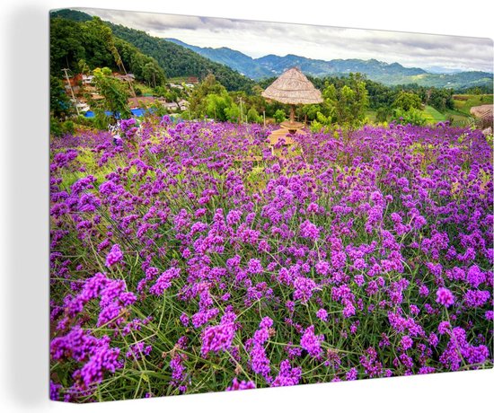 Landschappen van paarse ijzerhard bloemen in Thailand Canvas - Canvas