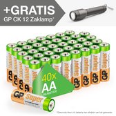 GP Super Alkaline AA batterijen - 40 stuks - Inclusief GP Discovery CK12 zaklamp