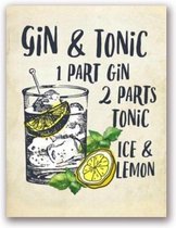 Cocktails Poster Gin Tonic Lemon - 13x18cm Canvas - Multi-color